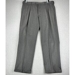 New Perry Ellis Portfolio double pleated Dress Pants Men 42x32 Charcoal flex